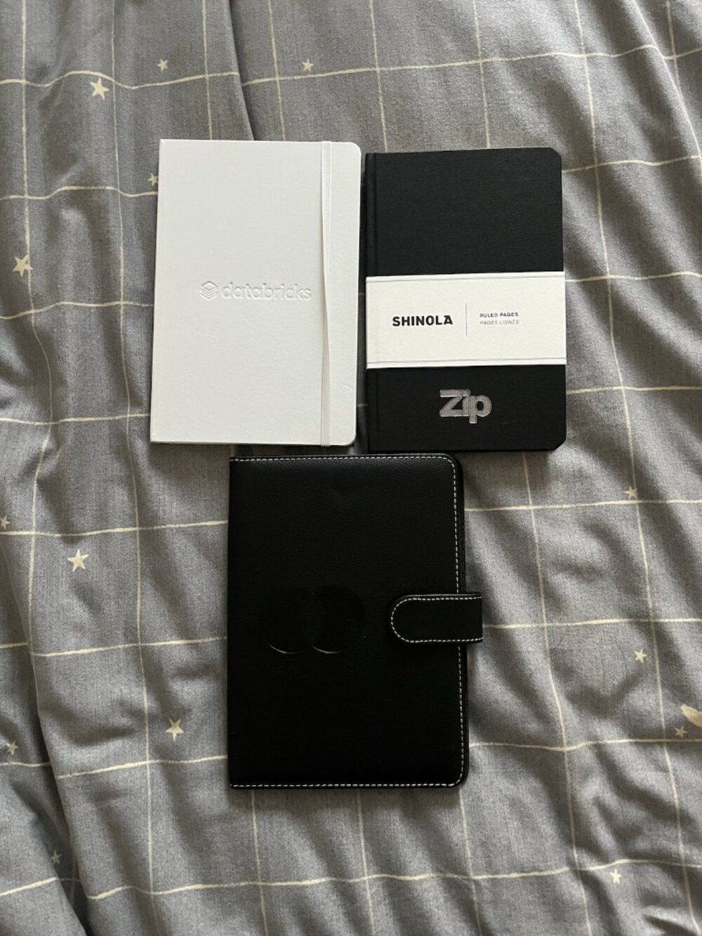 3 Shinola Zip/Databricks Hard Ruled Journal Black/White, 5.25 x 8.25"d
